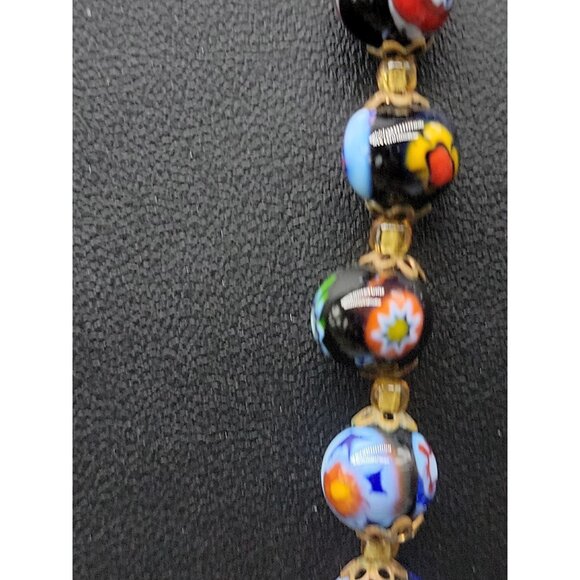 Handpainted Millefiori Pearl Necklace 23" Graduated Sizes Iconic Italian Design - Picture 12 of 16